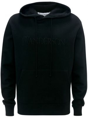 Kokvilnas kapučdžemperis ar izšuvumiem Jw Anderson melns