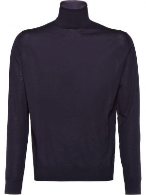 Vilnas džemperis ar augstu apkakli Prada zils