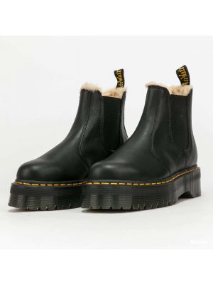 Chelsea boots s kožíškem na platformě Dr. Martens černé