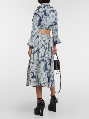 Памучна блуза на цветя с волани Vivienne Westwood синьо