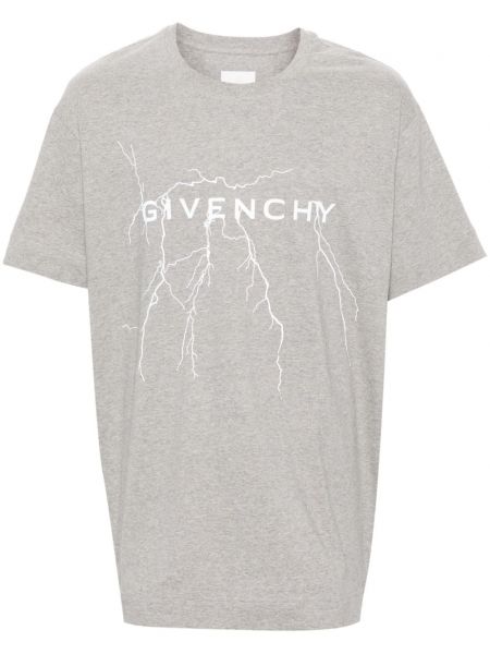 Памучна тениска с принт светлоотразителна Givenchy сиво