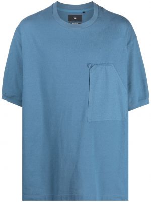 Majica z žepi iz krep tkanine Y-3 modra