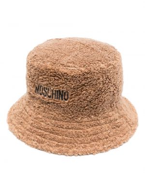 Haftowany kapelusz Moschino brązowy