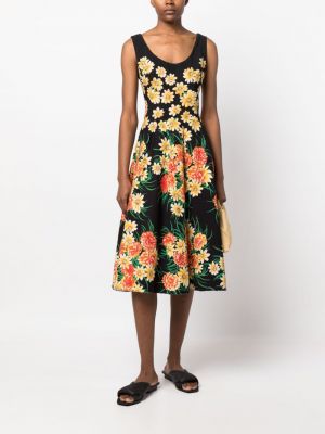 Květinové midi šaty s potiskem A.n.g.e.l.o. Vintage Cult černé