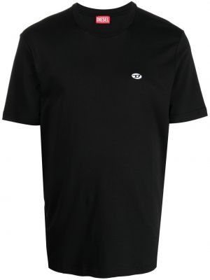 T-shirt brodé en coton Diesel noir