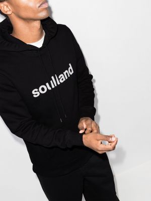 Raštuotas medvilninis džemperis su gobtuvu Soulland juoda