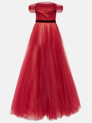 Sukienka długa tiulowa Jenny Packham czerwona