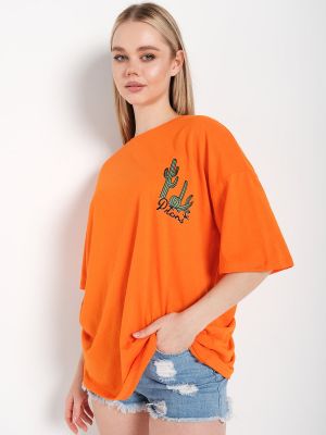 Koszulka z nadrukiem oversize K&h Twenty-one pomarańczowa