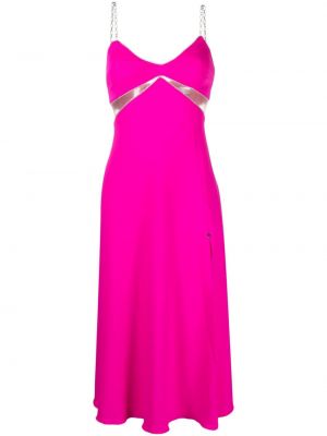 Коктейлна рокля с v-образно деколте с кристали Nissa розово