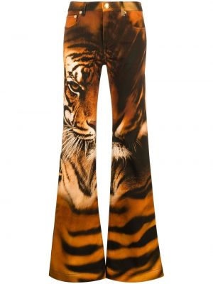 Tigerstripete trykt stretch jeans Roberto Cavalli brun