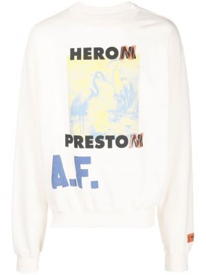 Długa bluza bawełniane z nadrukiem Heron Preston - biały