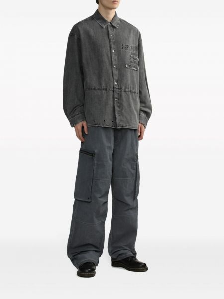 Chemise en jean avec imprimé slogan Izzue noir