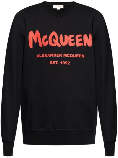 Sweatshirt aus baumwoll mit print Alexander Mcqueen schwarz