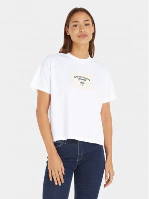 Priliehavé tričko Calvin Klein Jeans biela