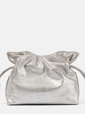 Viseltes hatású bőr estélyi táska Loewe ezüstszínű