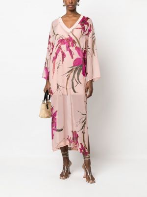 Gėlėtas šilkinis suknele Gianfranco Ferré Pre-owned rožinė