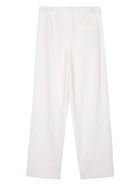 Lněné kalhoty relaxed fit Giorgio Armani bílé