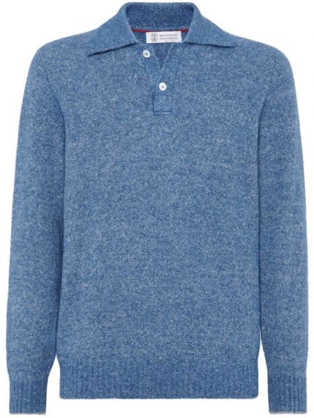 Polo en tricot Brunello Cucinelli bleu