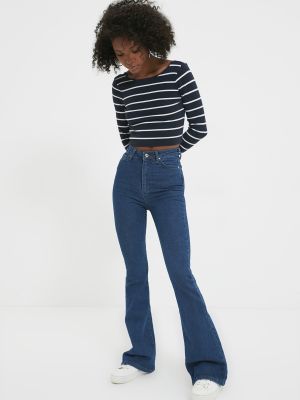 Bootcut džínsy s vysokým pásom Trendyol modrá