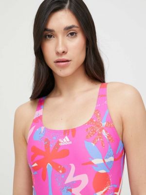 Květinové jednodílné plavky Adidas Performance růžové