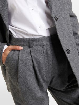 Plisované vlněné rovné kalhoty Totême šedé