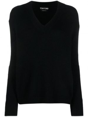 Πλεκτός πουλόβερ με λαιμόκοψη v Tom Ford μαύρο