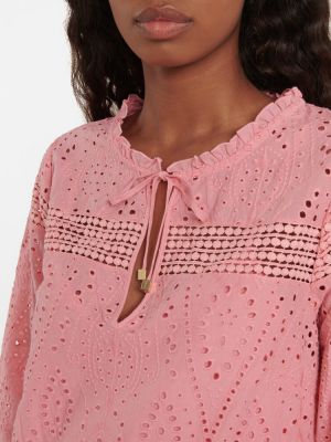 Vestido con bordado de algodón Heidi Klein rosa