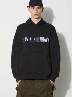 Βαμβακερή μπλούζα με κουκούλα Han Kjøbenhavn μαύρο