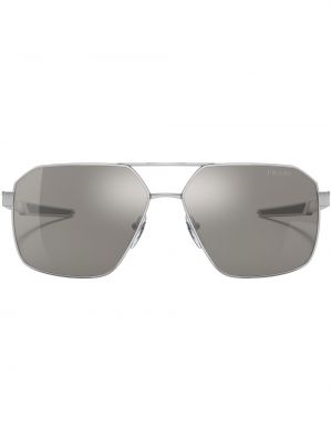 Okulary przeciwsłoneczne z nadrukiem Prada Linea Rossa srebrne