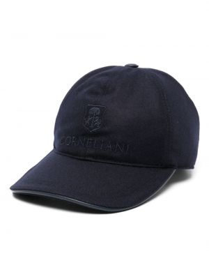 Cappello con visiera ricamato di lana Corneliani blu