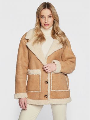 Pamučna kožna jakna oversized Cotton On smeđa