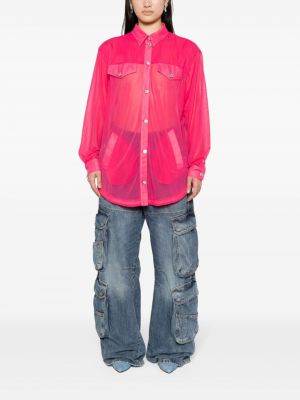 Chemise en jean transparente avec manches longues Moschino Jeans rose
