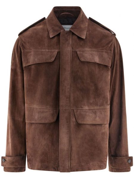Kožna jakna od brušene kože Ferragamo smeđa