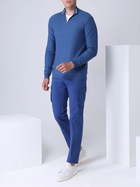 Шелковый шерстяной свитер Loro Piana синий