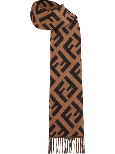 Bufanda de punto de tejido jacquard Fendi marrón