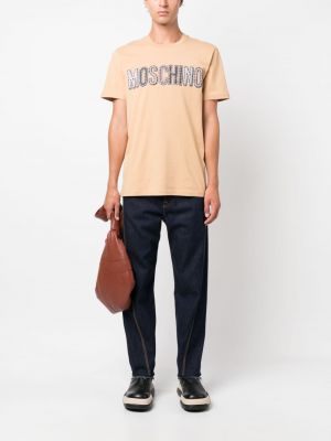 Bavlněné tričko Moschino hnědé