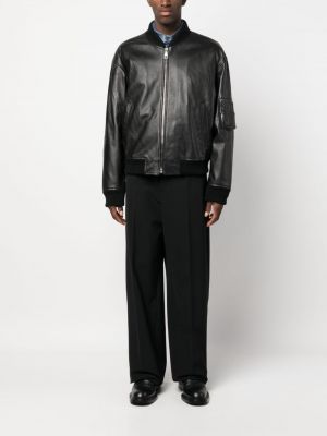 Kožená bomber bunda na zip Dolce & Gabbana černá