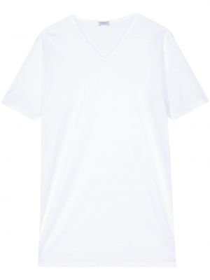 Βαμβακερή μπλούζα με λαιμόκοψη v Zimmerli λευκό
