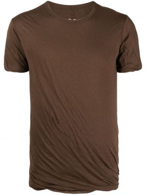 Bombažna majica z draperijo Rick Owens rjava