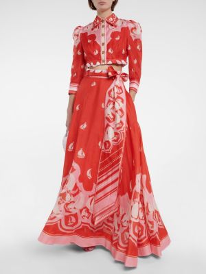 Hedvábné lněné dlouhá sukně Zimmermann červené