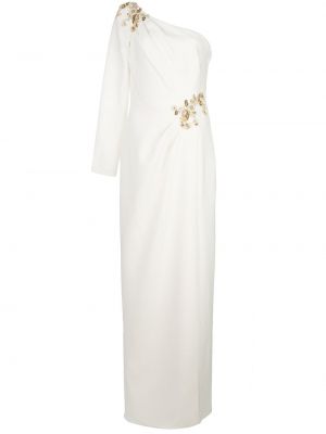Dlouhé šaty s korálky Marchesa Notte bílé