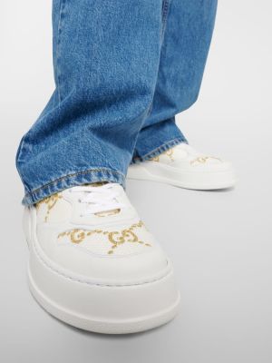 Sneakersy skórzane Gucci białe