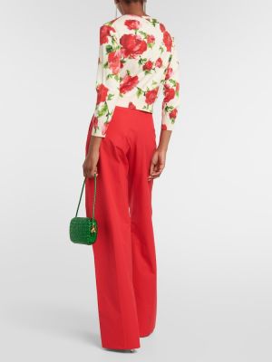 Cardigan de mătase din bumbac cu model floral Carolina Herrera