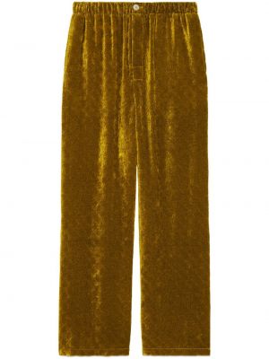 Sametové rovné kalhoty Gucci zlaté