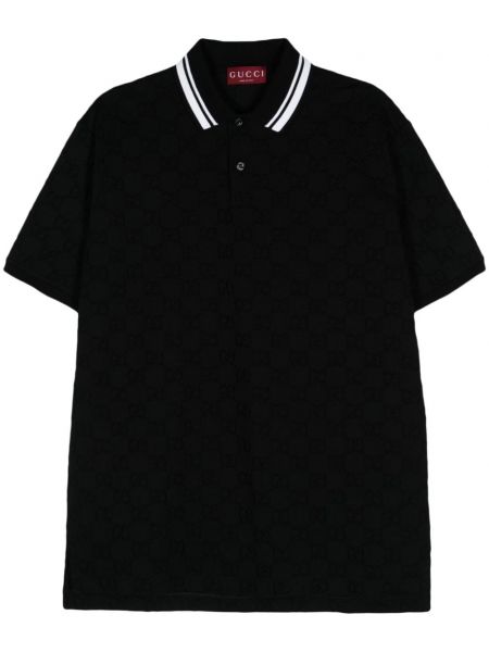 Poloshirt med broderier Gucci sort