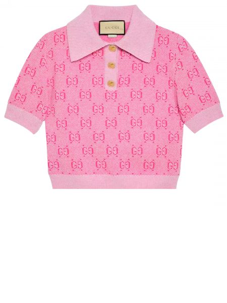 Жаккардовая шерстяная рубашка Gucci розовая