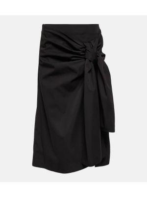 Pamučna svilena midi suknja Bottega Veneta crna