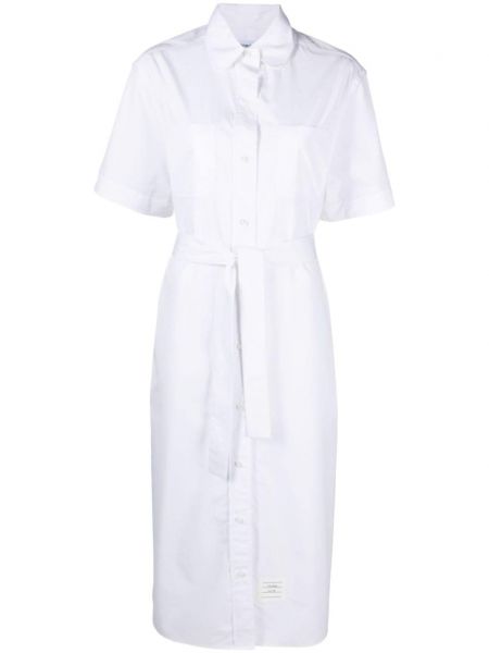 Pamučni midi haljina Thom Browne bijela