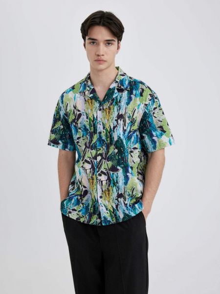 Βαμβακερό πουκάμισο με σχέδιο με κοντό μανίκι Defacto
