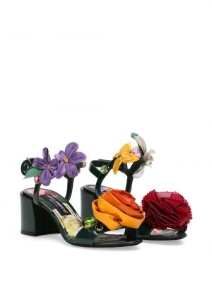 Květinové kožené sandály Dolce & Gabbana